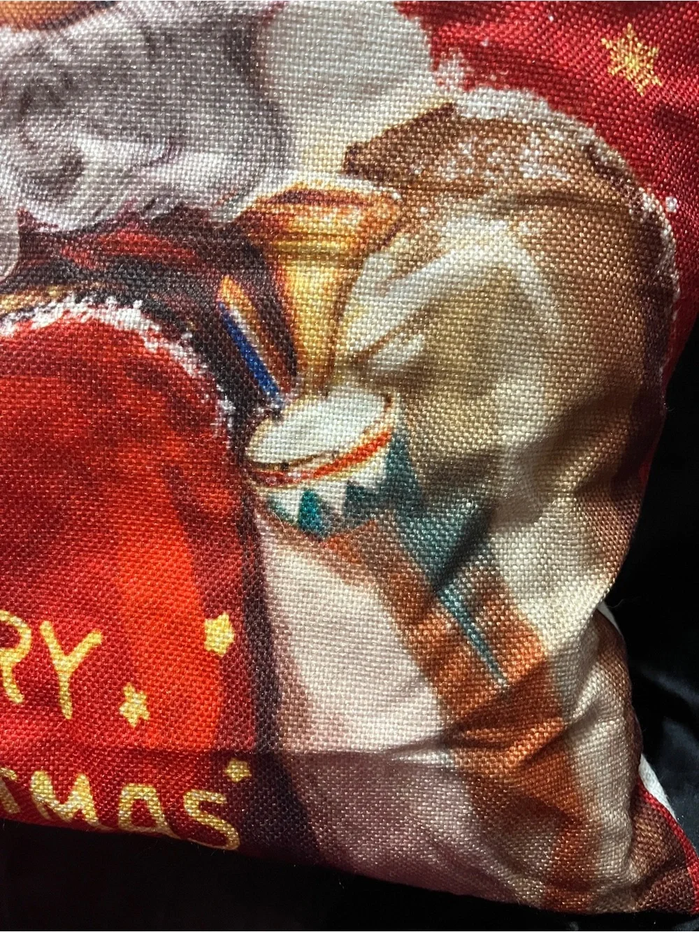 Black Santa Christmas Pillow Cover 17” Red Gold African American Holiday Decor